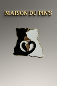Pin's (Neuf) Émaillée Chatons Noirs et Blancs Romantiques