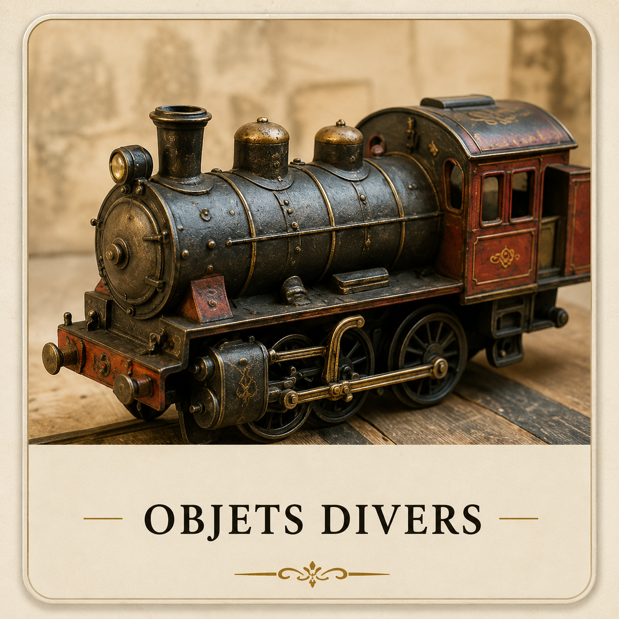 Locomotive à vapeur miniature ancienne, illustrant la catégorie Objets Divers de Maison du Pin's